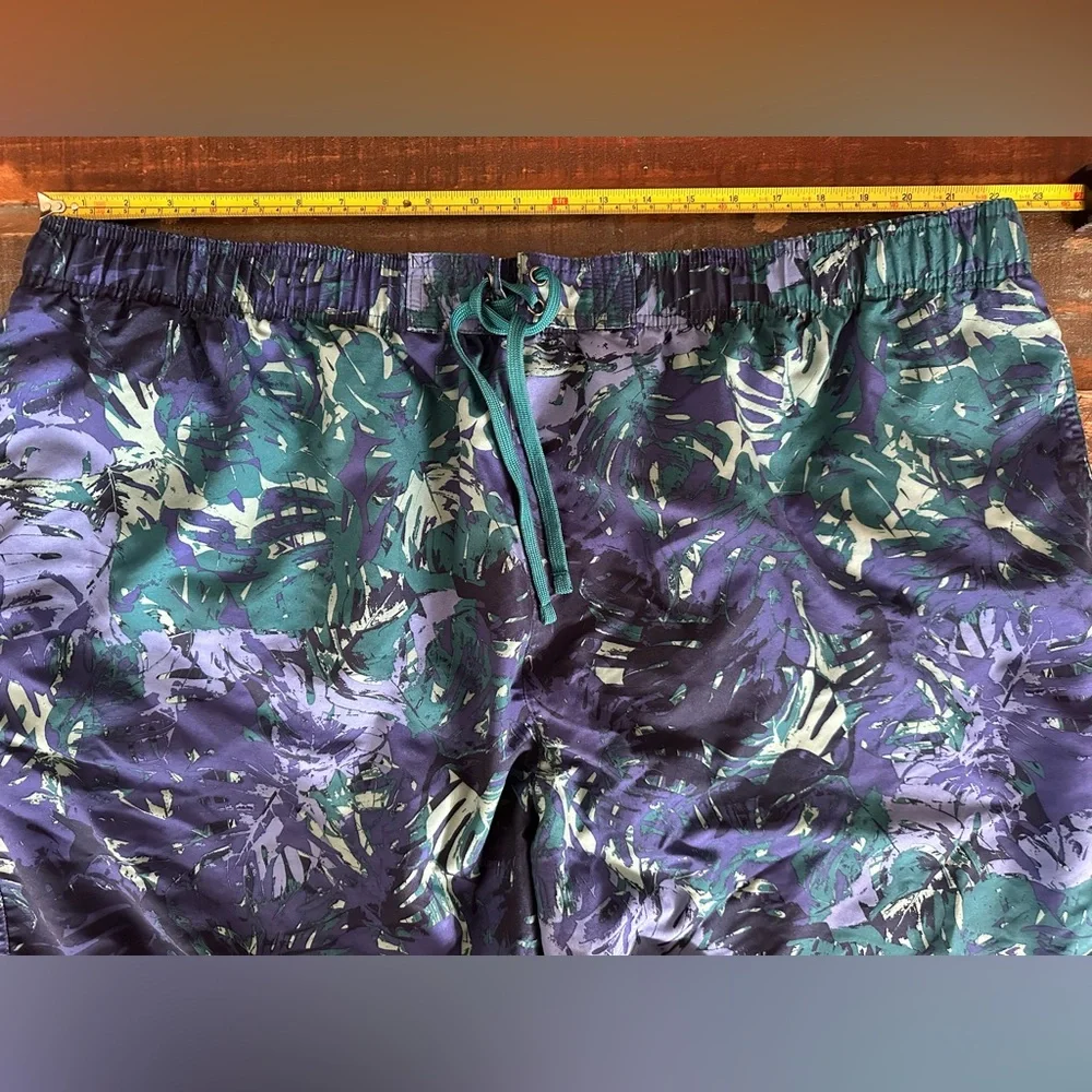 Island Passport Men's 3XL Blue Green Tropical Swim Trunks Board Shorts